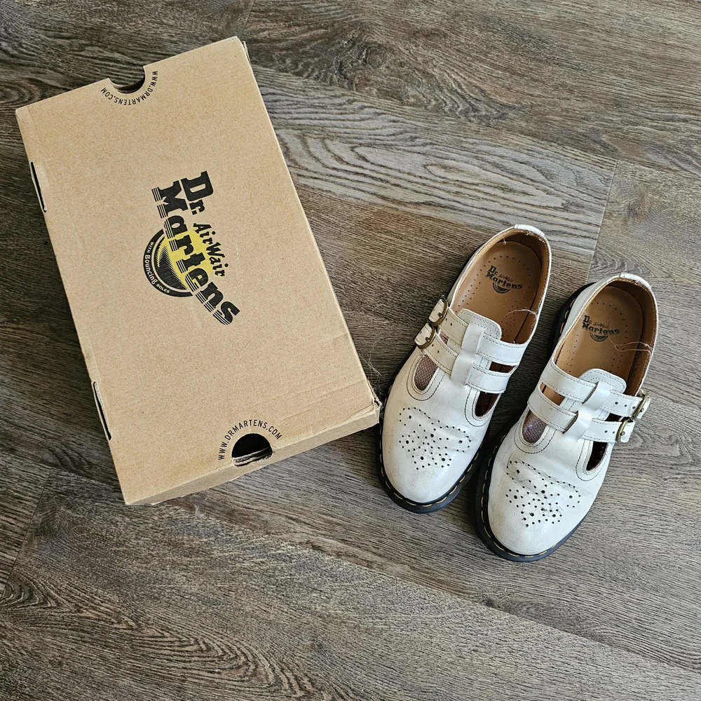 Dr. Martens White Leather Flats with Buckles - Picture 4 of 5